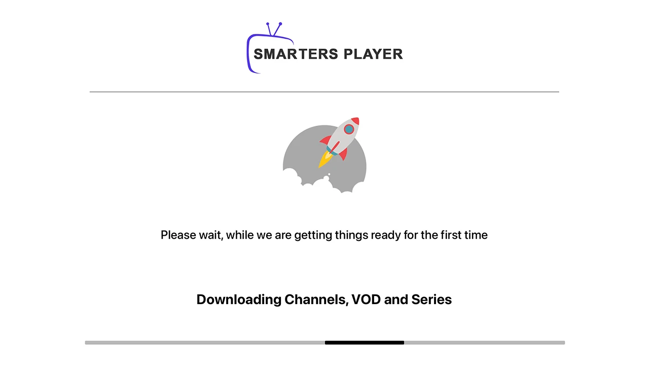 Smarters Player app interface downloading channels and VOD content for an iptvon subscription setup.