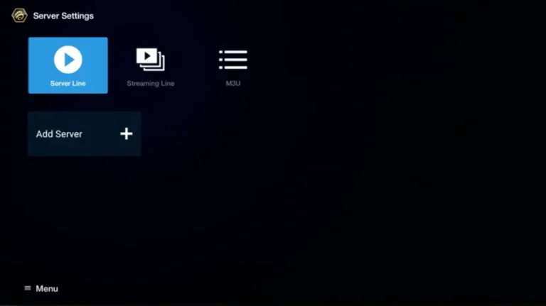 User navigating the iptvon server settings menu to add a new server line or M3U playlist.