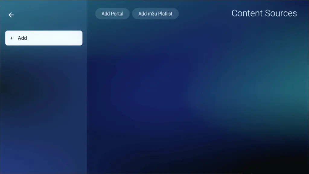 Adding an M3U playlist or portal URL within the iptvon app interface to access streaming content.