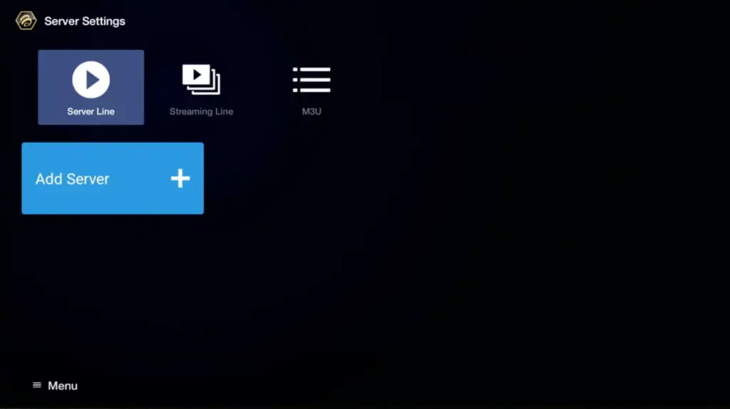 Configuring server settings in the iptvon application to add a new server line for live streaming.